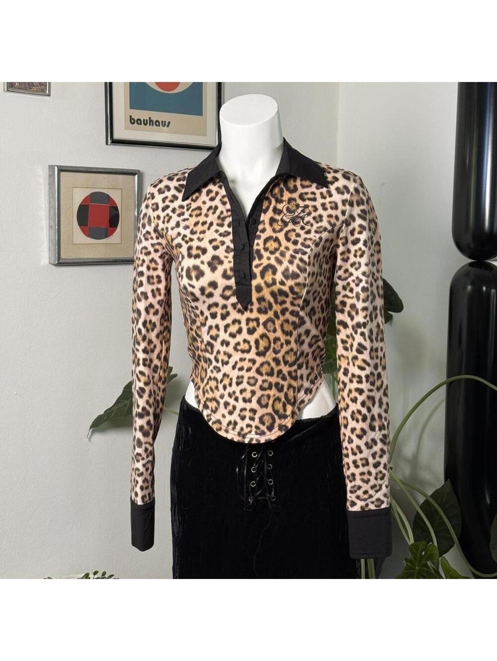 I.AM.GIA Leopard Print Button Down Top